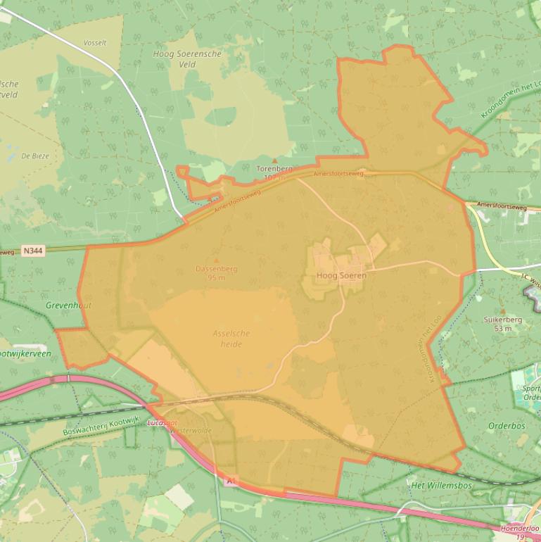 Kaart van postcodegebied 7346.