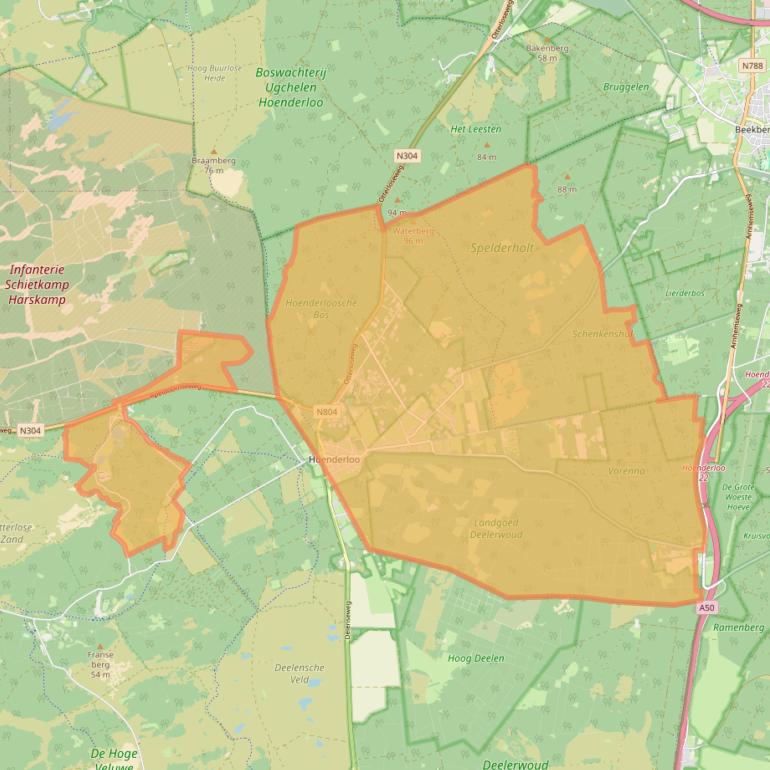 Kaart van postcodegebied 7351.