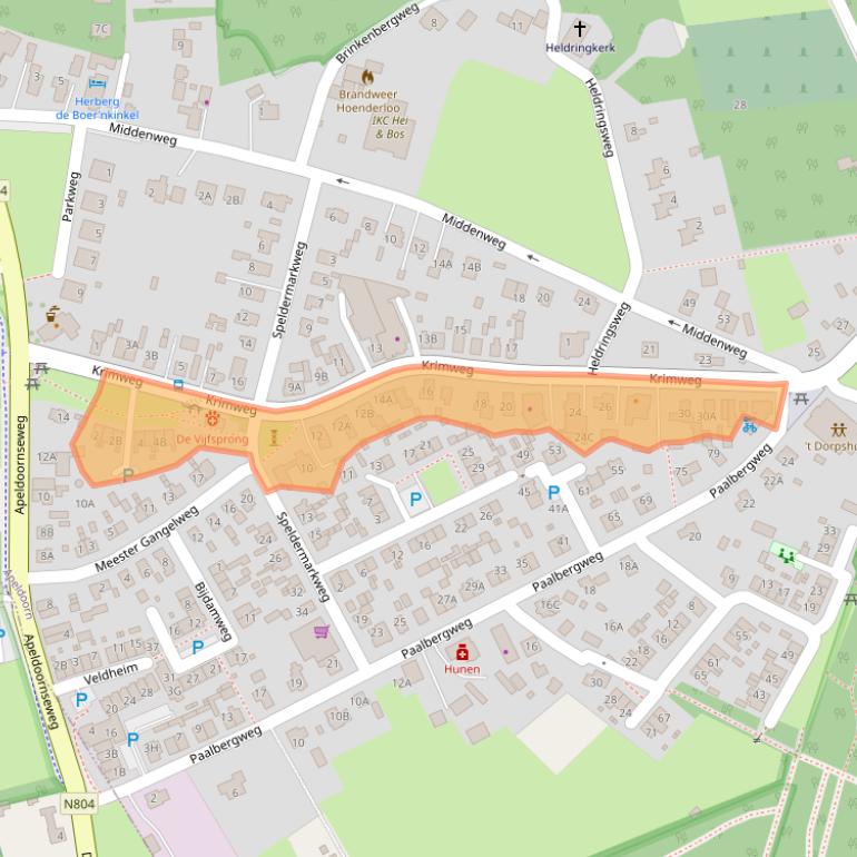 Kaart van postcodegebied 7351AX.