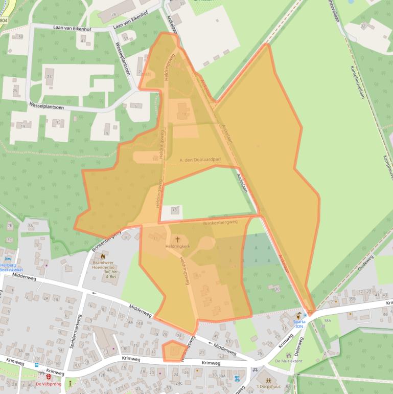 Kaart van postcodegebied 7351BE.