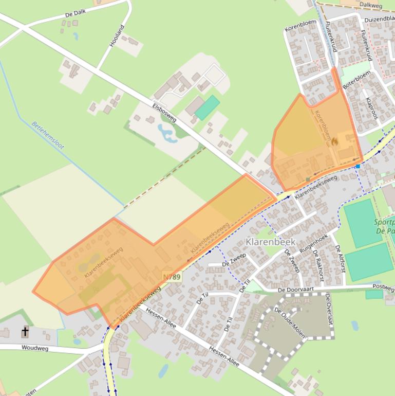 Kaart van postcodegebied 7381BE.