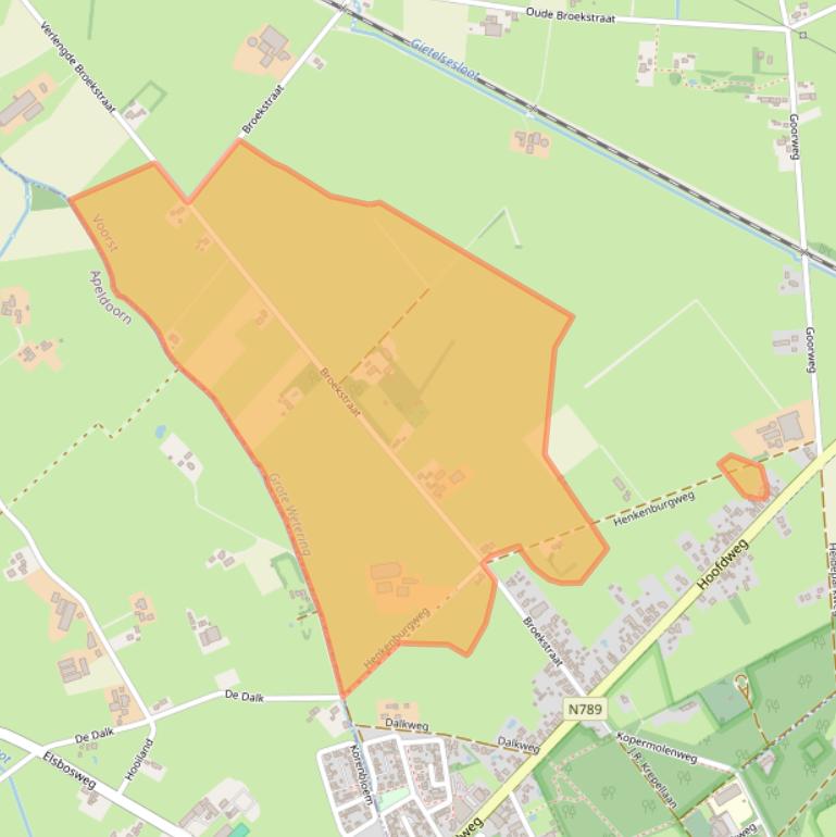 Kaart van postcodegebied 7382AC.