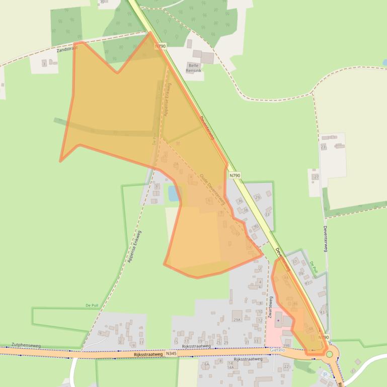 Kaart van postcodegebied 7383AD.