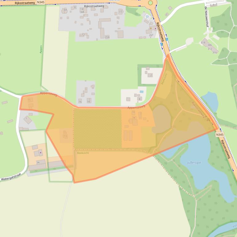 Kaart van postcodegebied 7383BA.