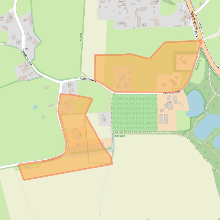 Kaart van postcodegebied 7383BC.