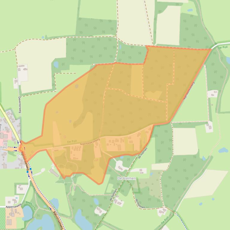 Kaart van postcodegebied 7383BD.