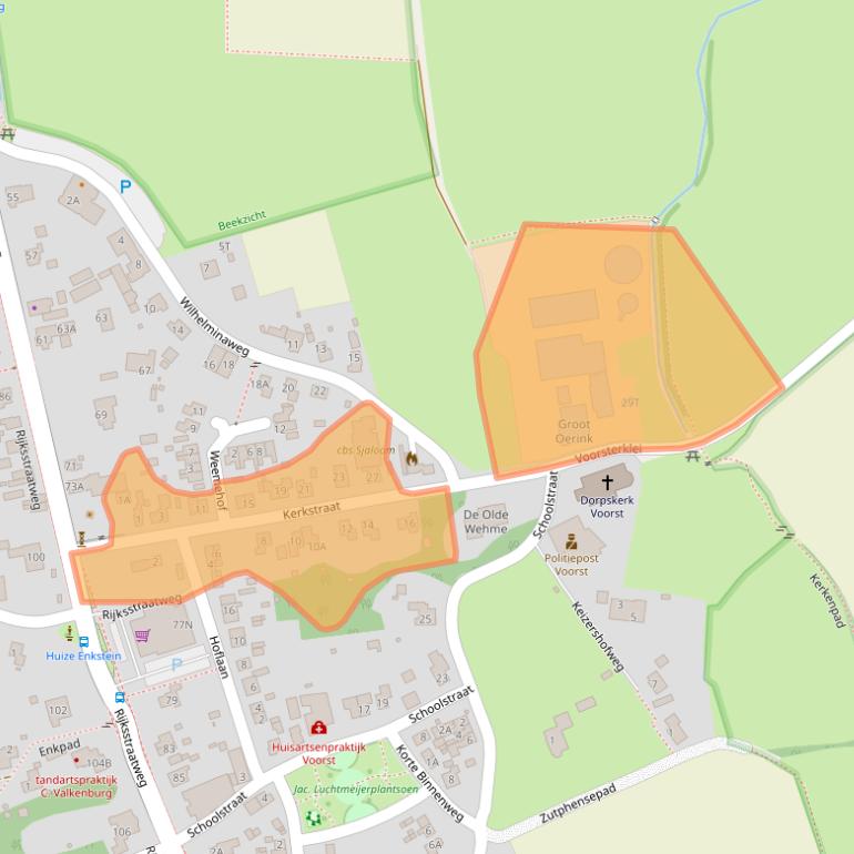 Kaart van postcodegebied 7383CB.