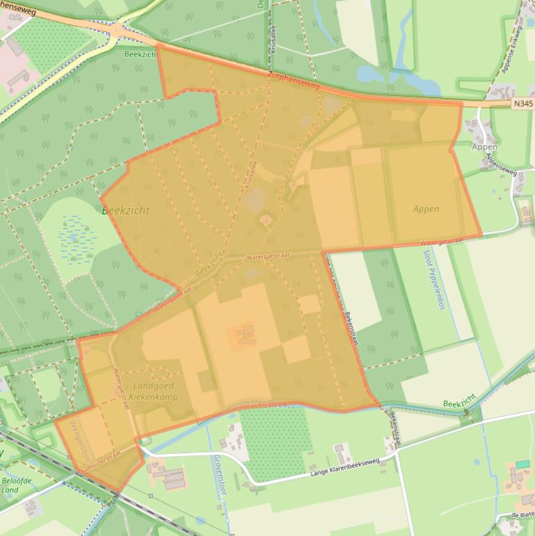 Kaart van postcodegebied 7383ED.
