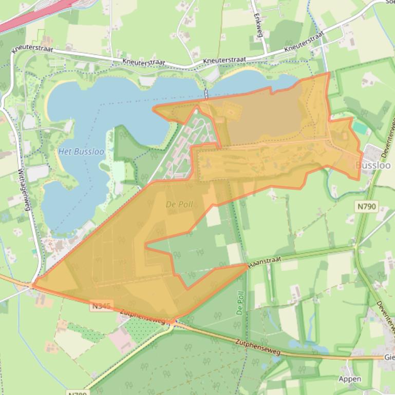 Kaart van postcodegebied 7383RP.