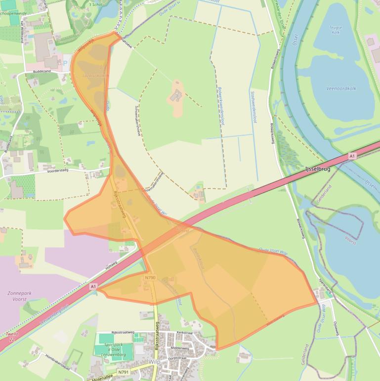 Kaart van postcodegebied 7384AA.
