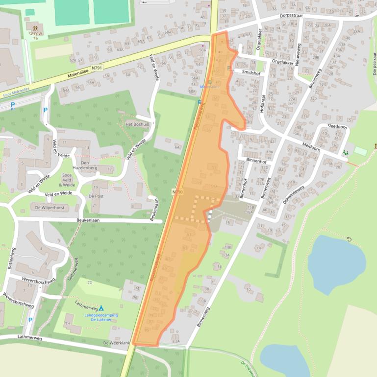 Kaart van postcodegebied 7384AC.