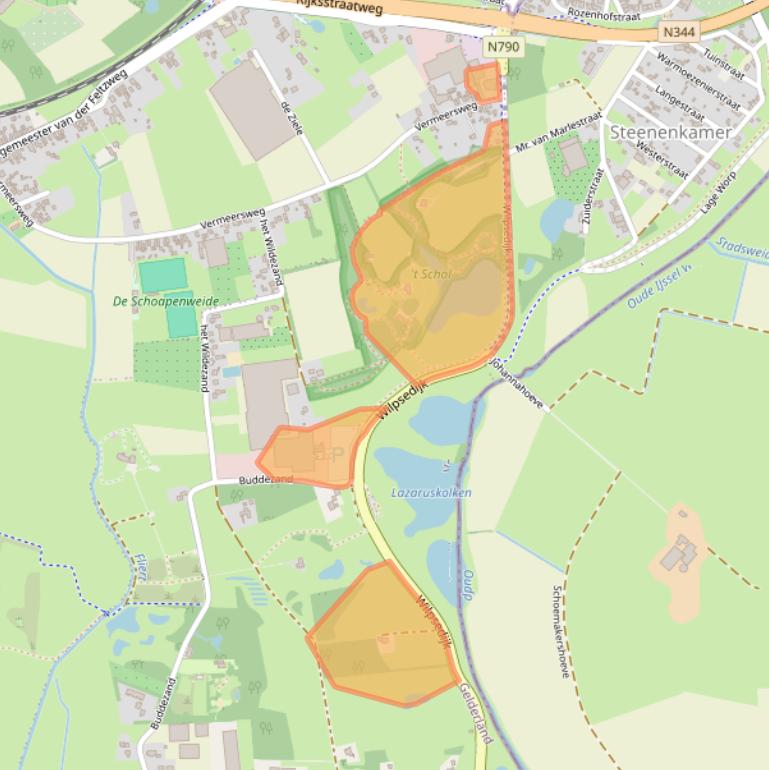 Kaart van postcodegebied 7384CC.
