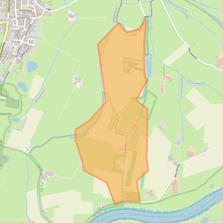 Kaart van postcodegebied 7384CD.