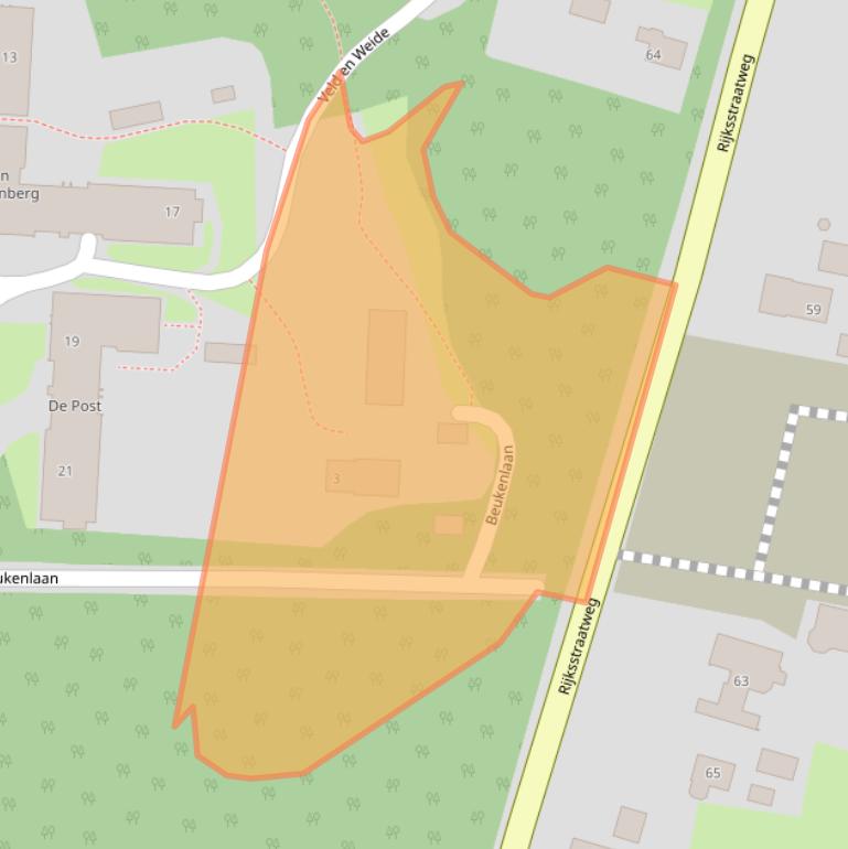 Kaart van postcodegebied 7384EA.