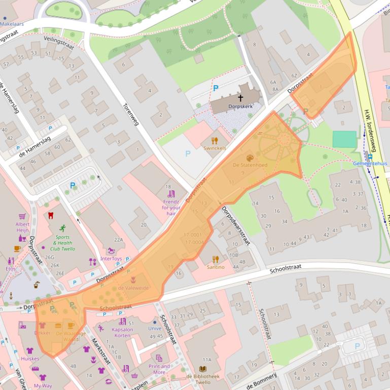 Kaart van postcodegebied 7391DC.