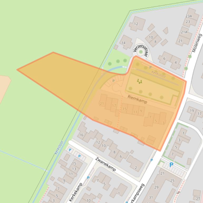 Kaart van postcodegebied 7396CE.