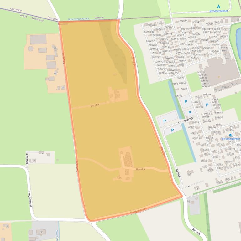 Kaart van postcodegebied 7396ND.