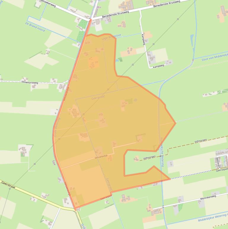 Kaart van postcodegebied 7397NN.