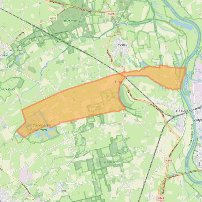 Kaart van postcodegebied 7399.