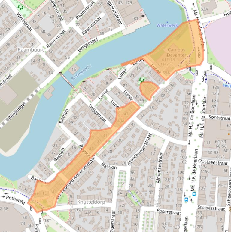 Kaart van postcodegebied 7411AS.