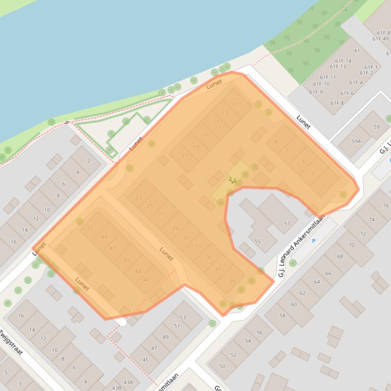 Kaart van postcodegebied 7411DE.