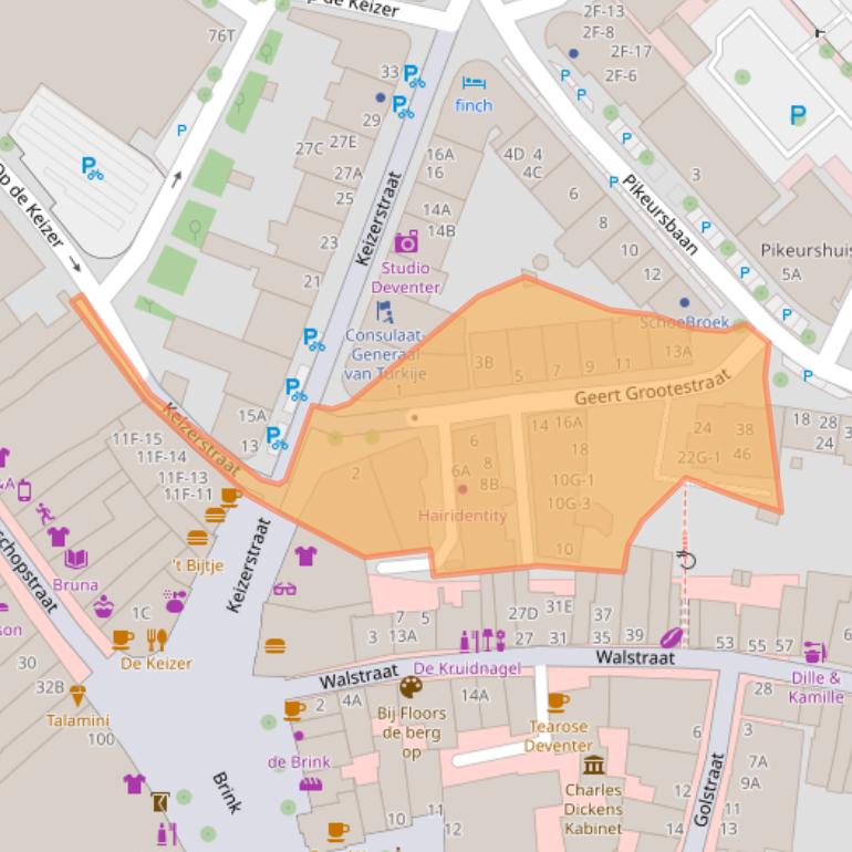 Kaart van postcodegebied 7411GS.