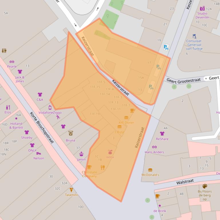 Kaart van postcodegebied 7411HC.