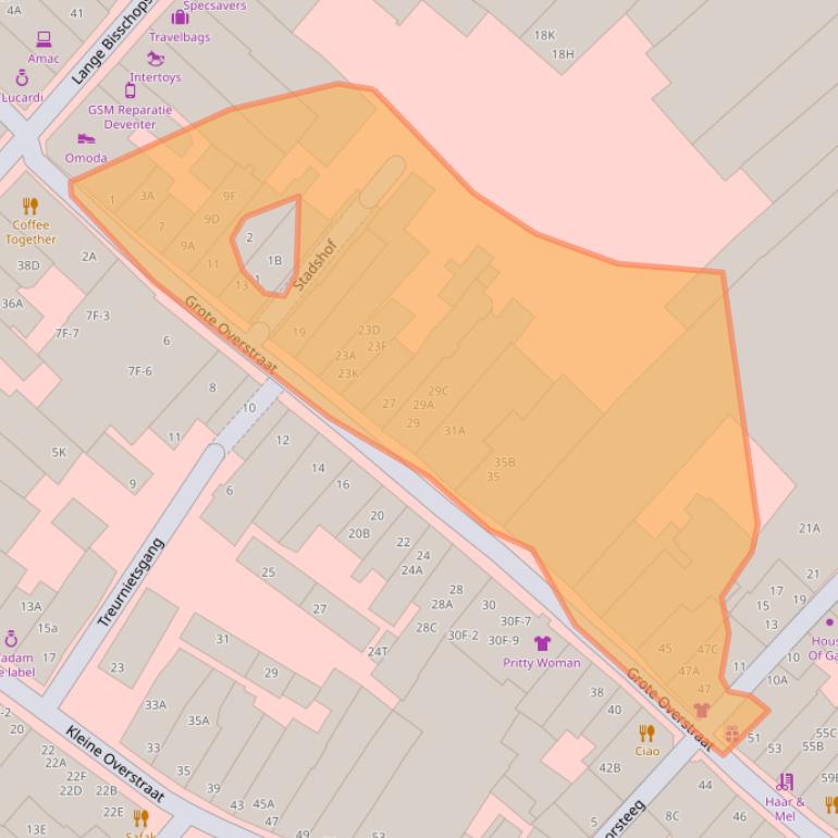 Kaart van postcodegebied 7411JA.