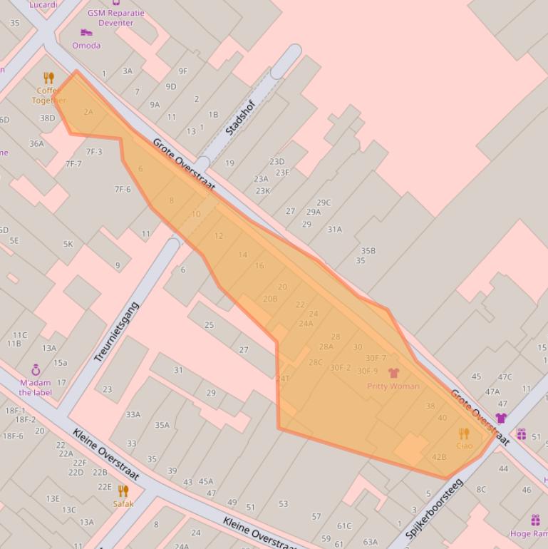 Kaart van postcodegebied 7411JC.
