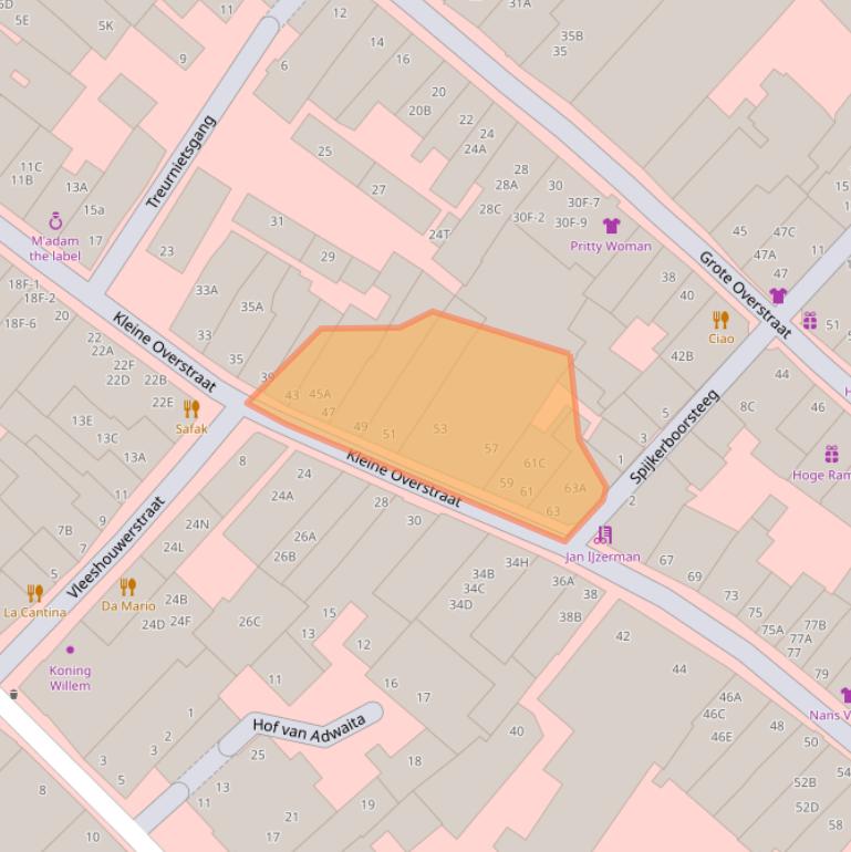 Kaart van postcodegebied 7411JJ.