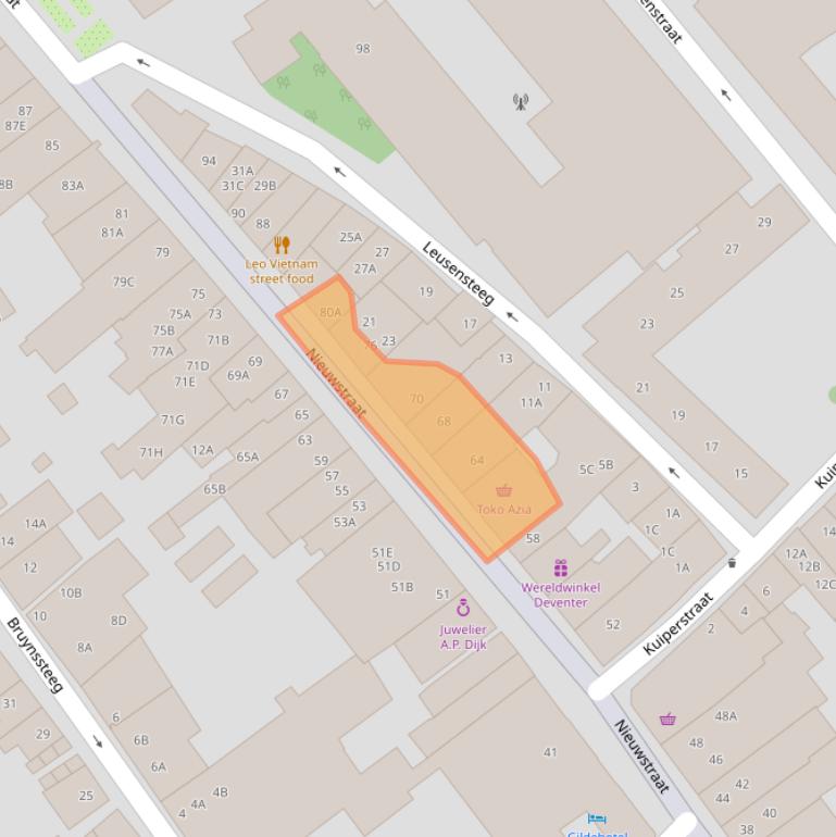 Kaart van postcodegebied 7411LN.