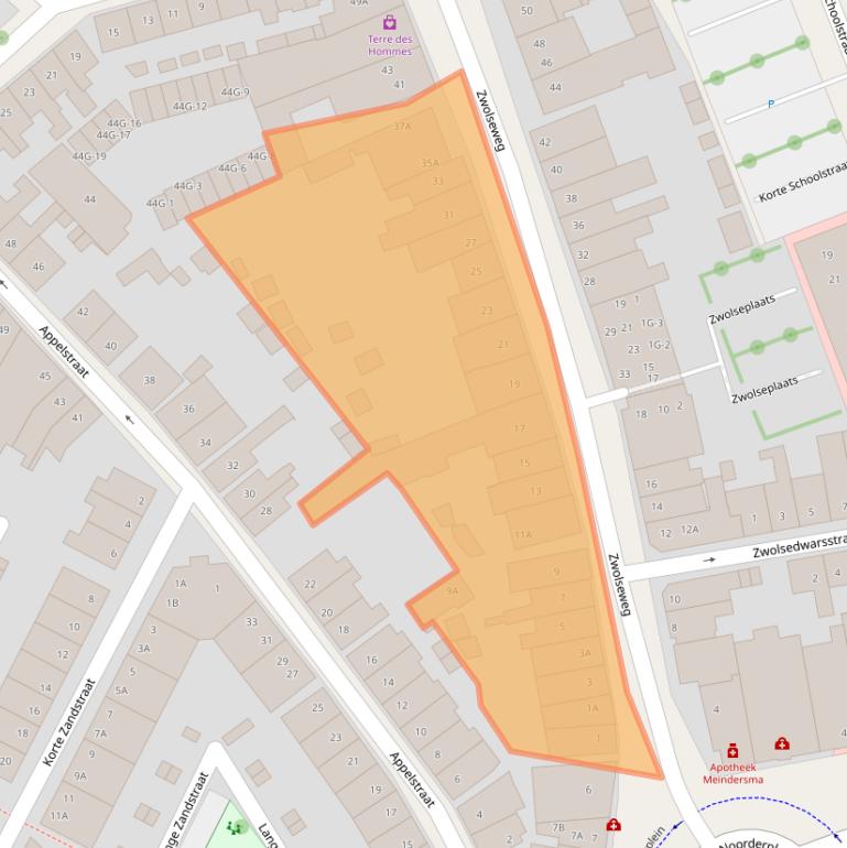 Kaart van postcodegebied 7412AA.