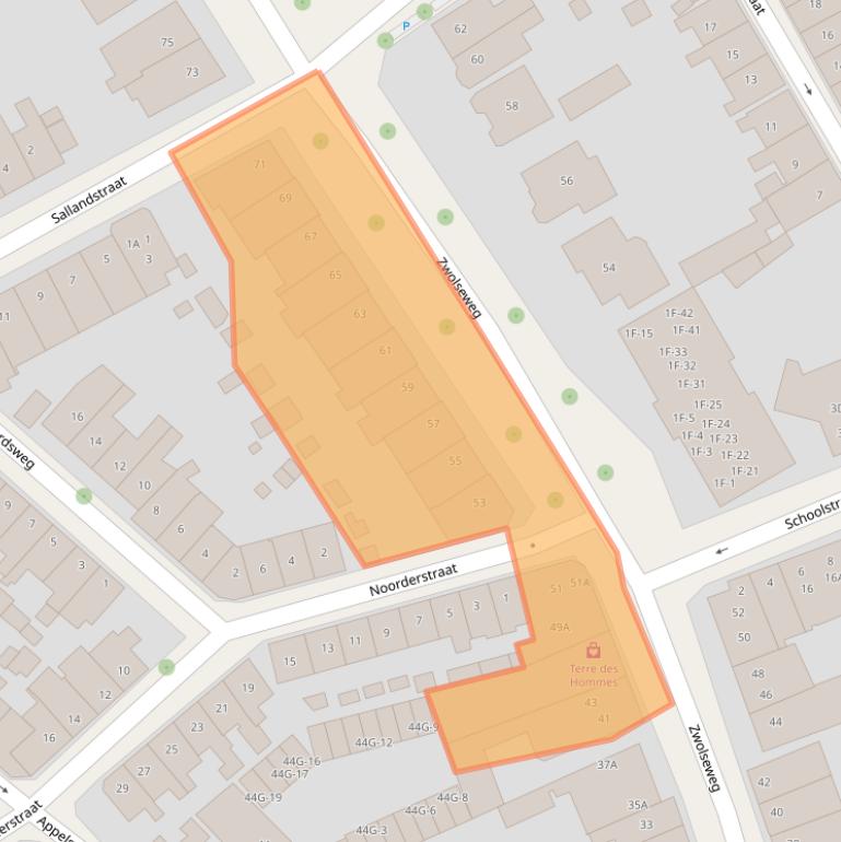 Kaart van postcodegebied 7412AB.