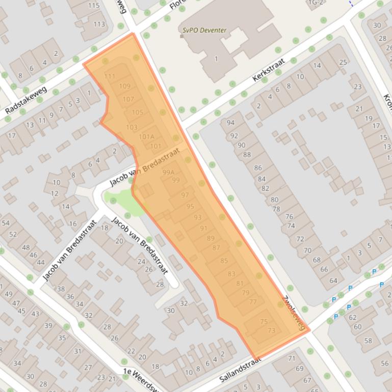 Kaart van postcodegebied 7412AC.