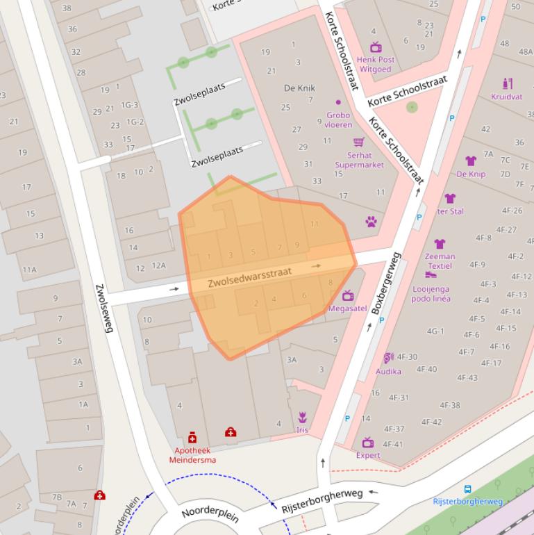 Kaart van postcodegebied 7412BA.