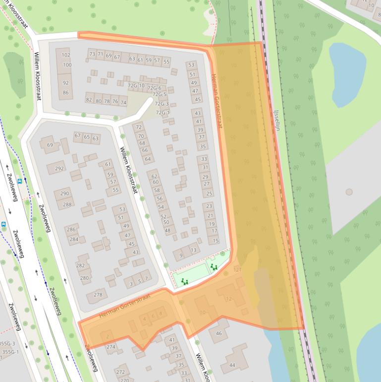 Kaart van postcodegebied 7412CZ.