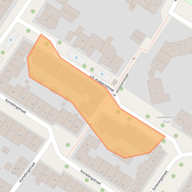 Kaart van postcodegebied 7412JS.