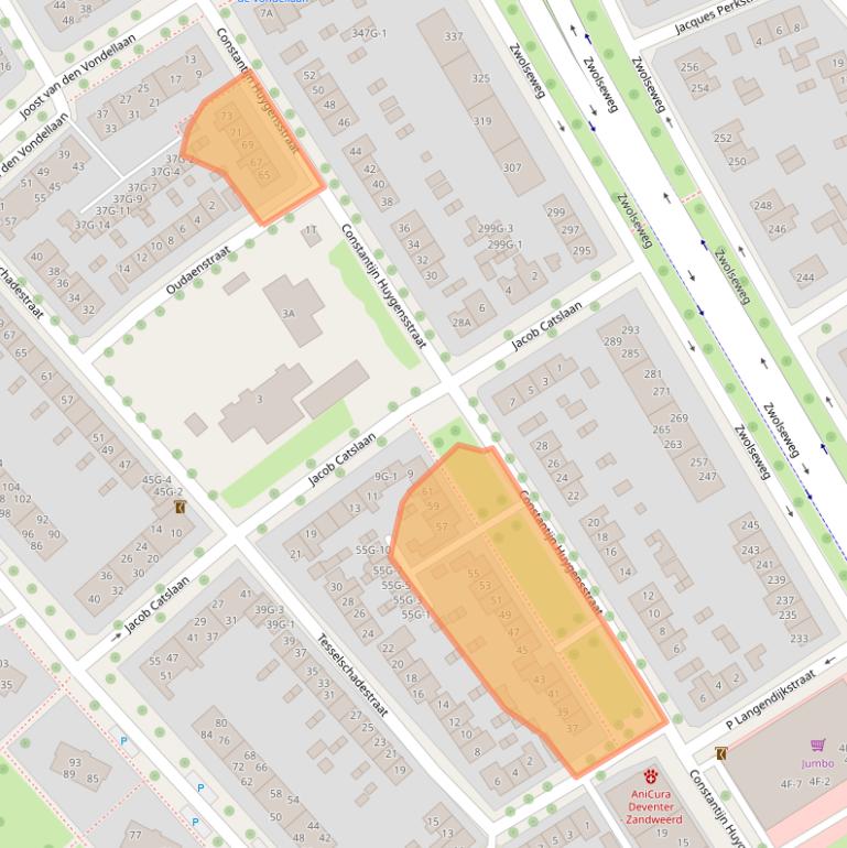 Kaart van postcodegebied 7412ME.