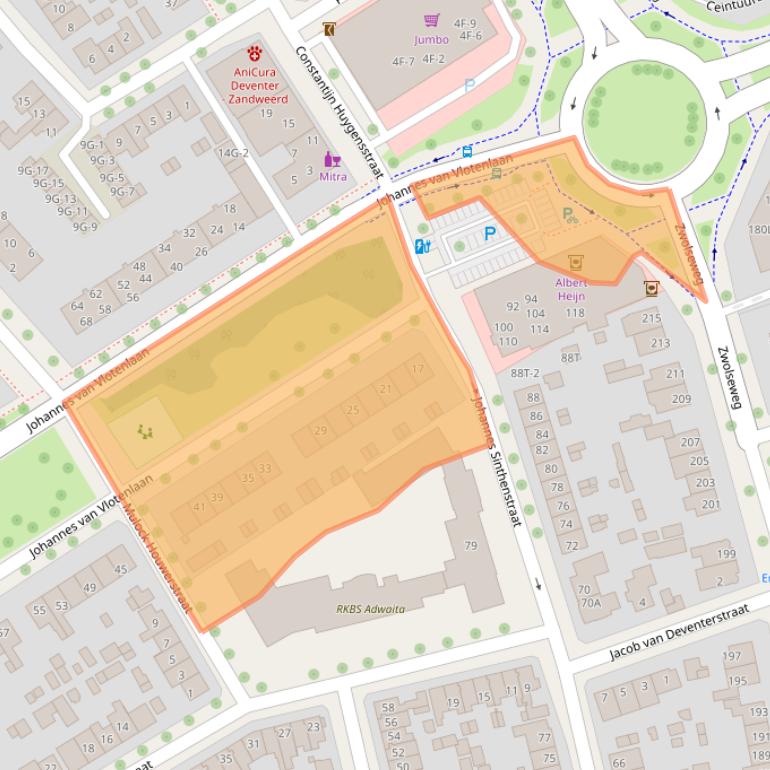Kaart van postcodegebied 7412SB.