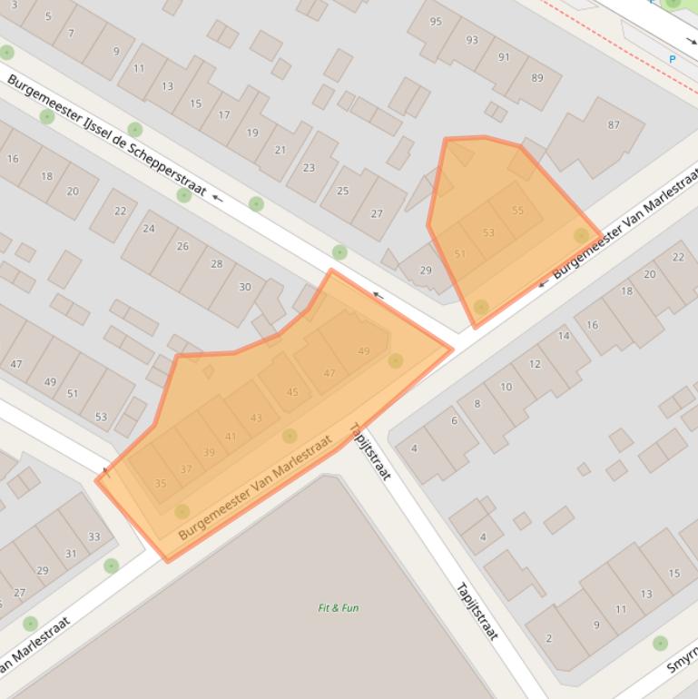 Kaart van postcodegebied 7413BJ.