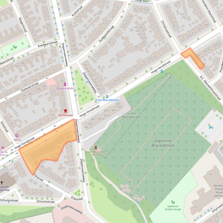 Kaart van postcodegebied 7413CA.