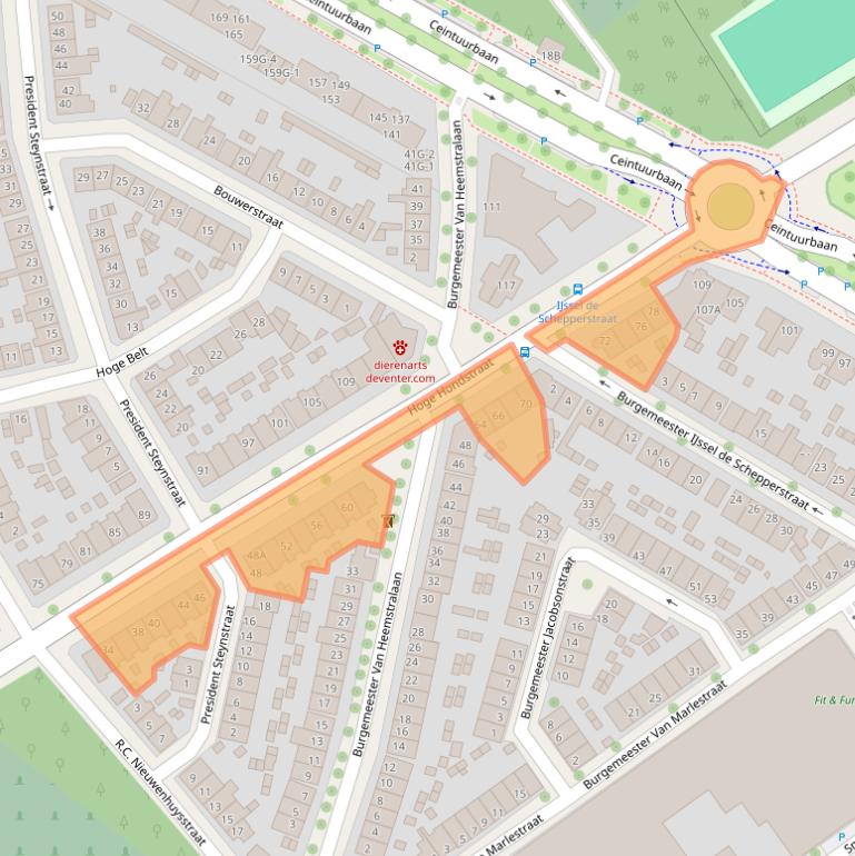 Kaart van postcodegebied 7413CB.