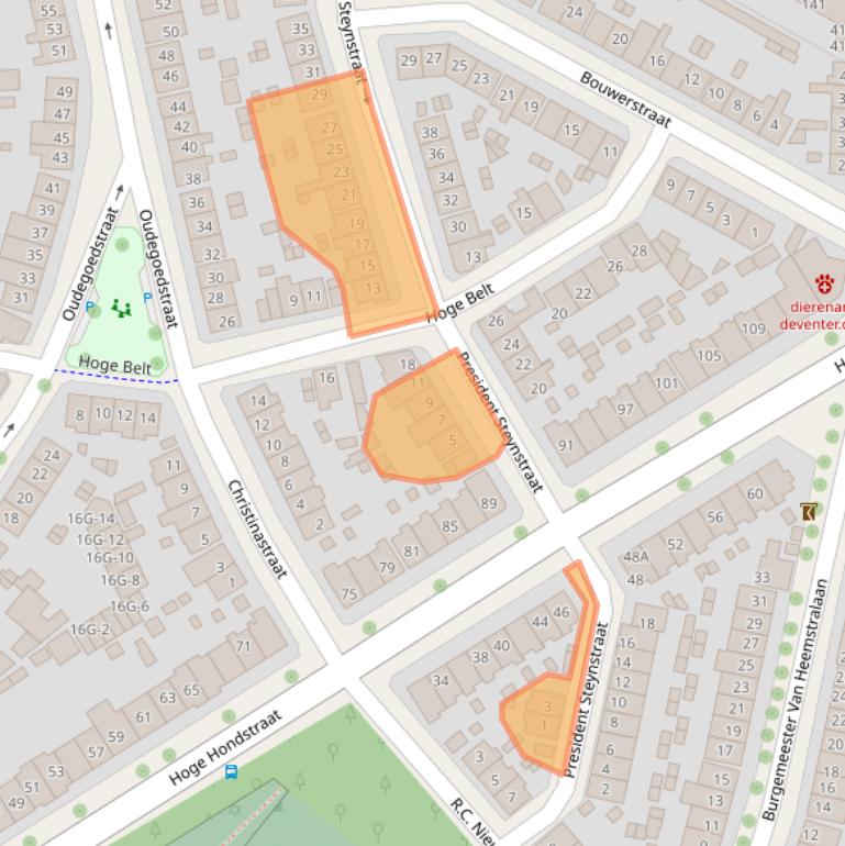 Kaart van postcodegebied 7413CL.