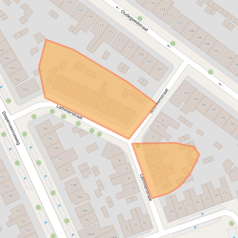 Kaart van postcodegebied 7413CW.