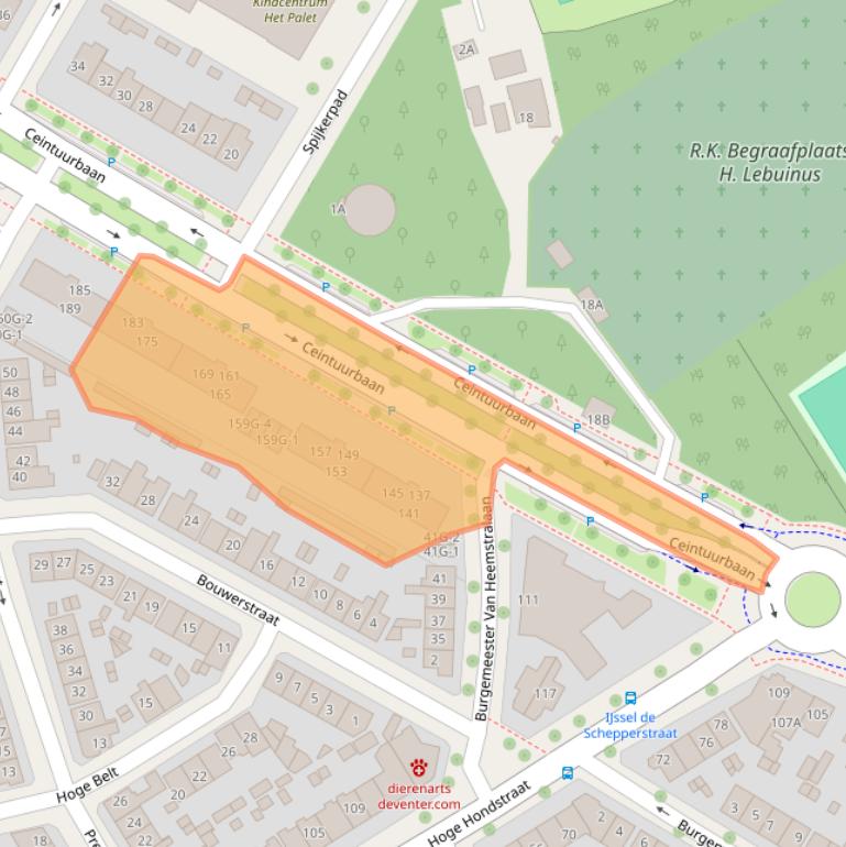 Kaart van postcodegebied 7413DD.