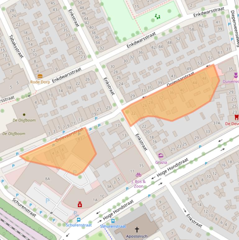 Kaart van postcodegebied 7413TC.