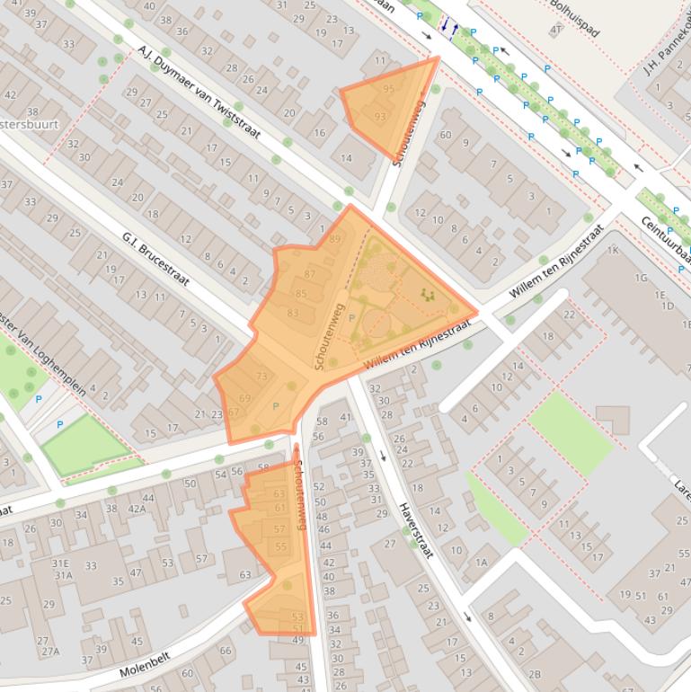 Kaart van postcodegebied 7413XB.