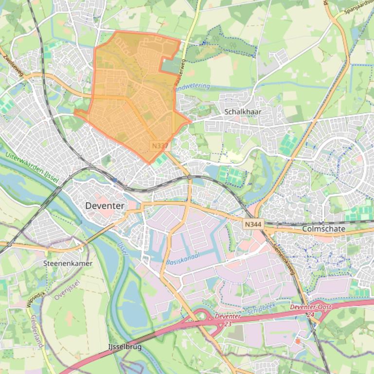 Kaart van postcodegebied 7415.