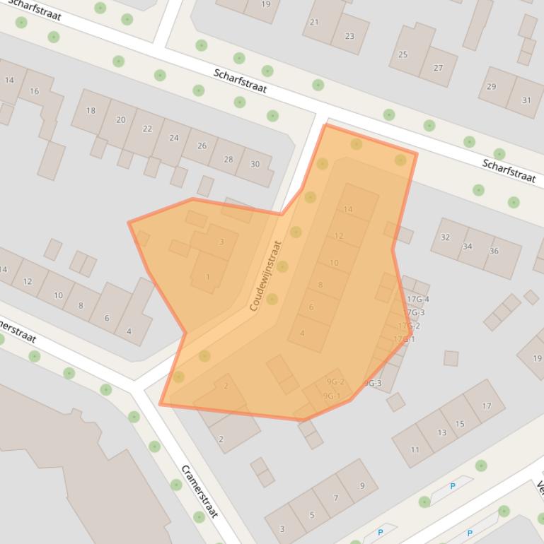 Kaart van postcodegebied 7415BT.