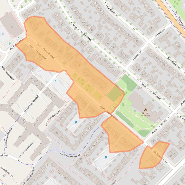 Kaart van postcodegebied 7415CM.